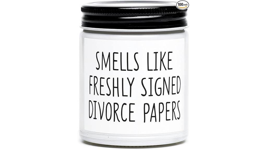 humorous divorce themed candle gift