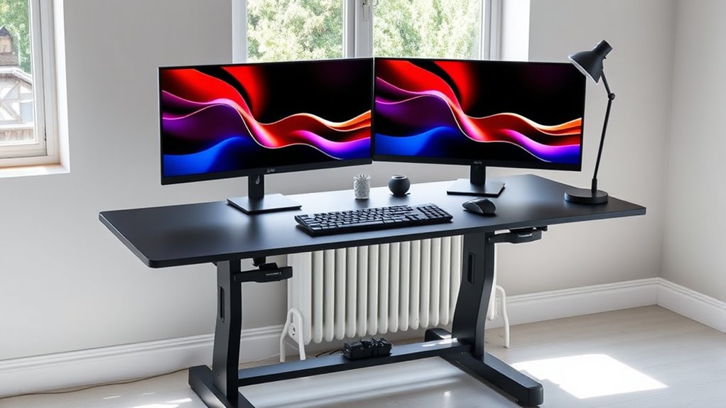 dual monitor desk features