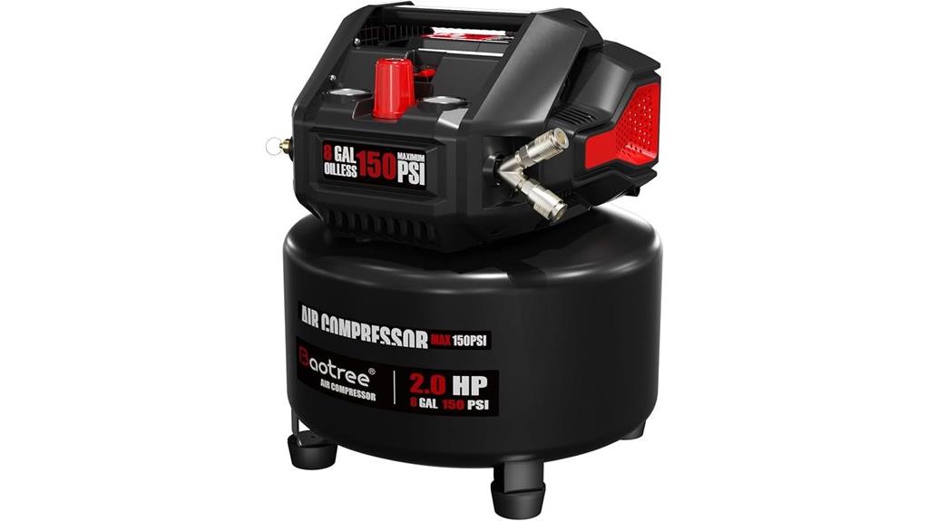portable 8 gallon oil free compressor