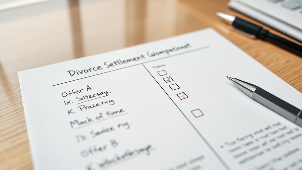 comparative divorce settlement worksheet