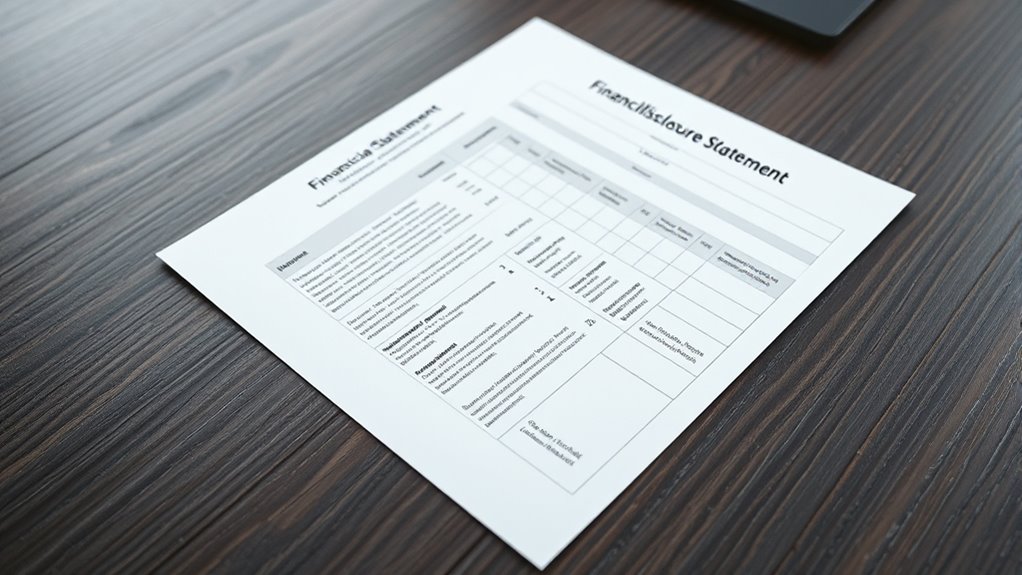 financial disclosure template guidelines