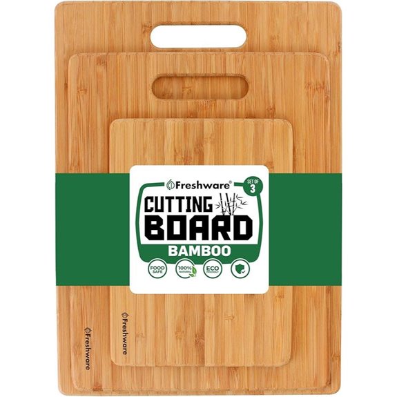 Bamboo Cutting Board Set for Kitchen with Handles