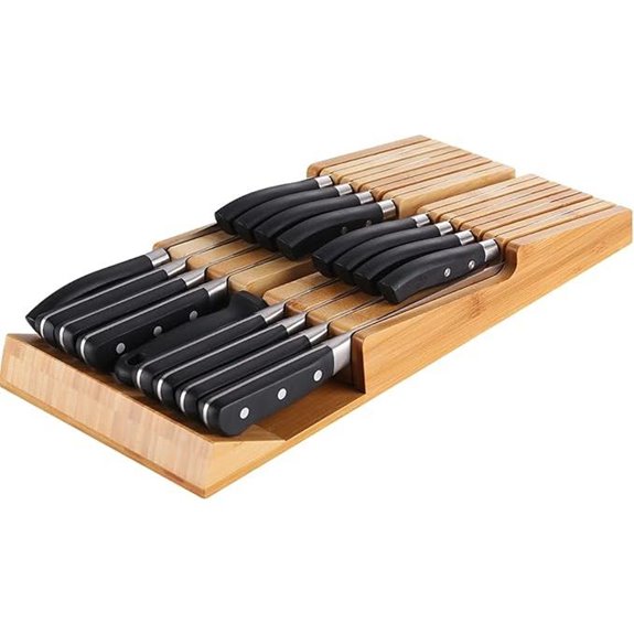 NIUXX Bamboo Knife Drawer Organizer (16 Slots)