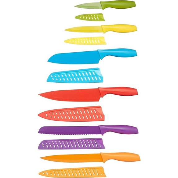 Amazon Basics 12-Piece Color-Coded Kitchen Knife Set