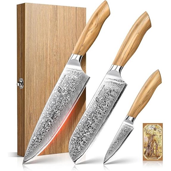 Emojoy Damascus Kitchen Knife Set (3 Pieces)