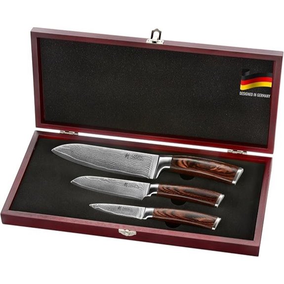 Wakoli Damascus Kitchen Knife Set in Gift Box