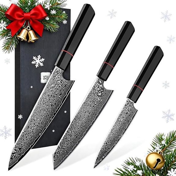 TIVOLI Damascus Knife Set 3PCS for Kitchen Use
