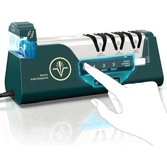 Electric Knife Sharpener with Diamond Abrasives & Guides