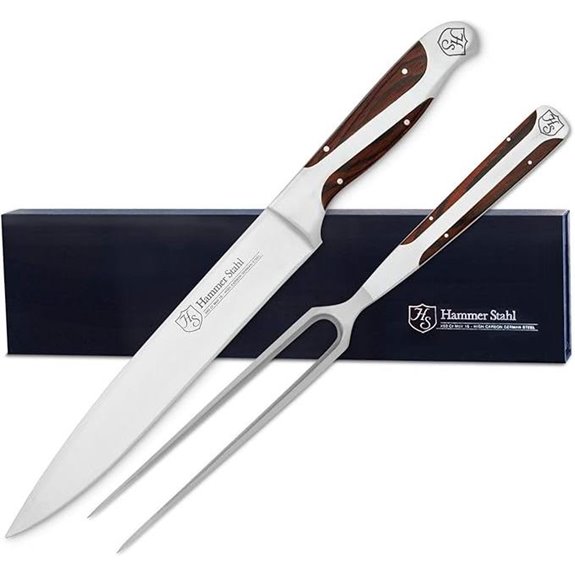 German Forged Carving Knife & Fork Set with Pakkawood Handle