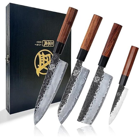 MITSUMOTO SAKARI Chef’s Knife Set 4 Pcs Hand Forged