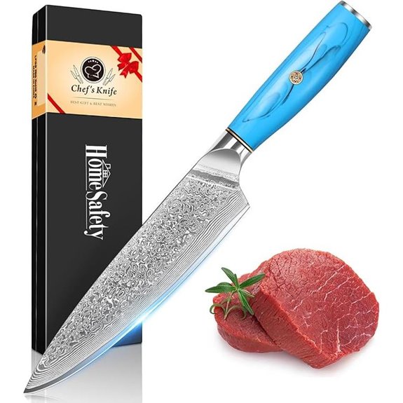 Damascus Steel 8-Inch Japanese Chef Knife with Handle