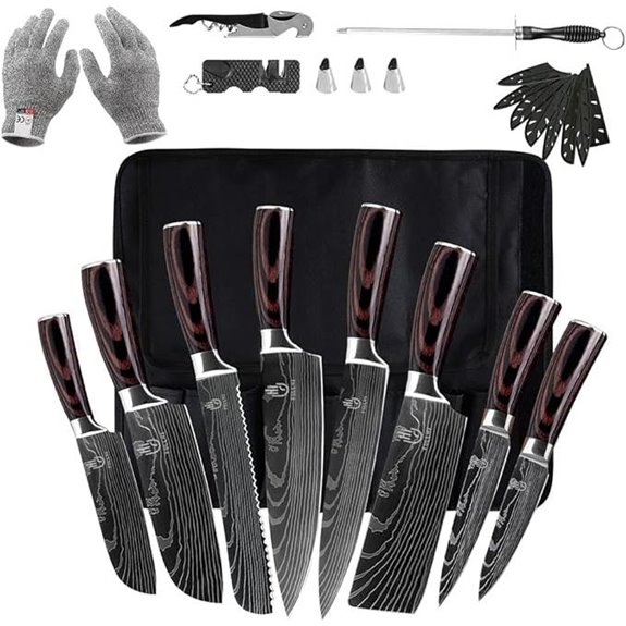 FULLHI 14pcs Japanese German Stainless Steel Knife Set