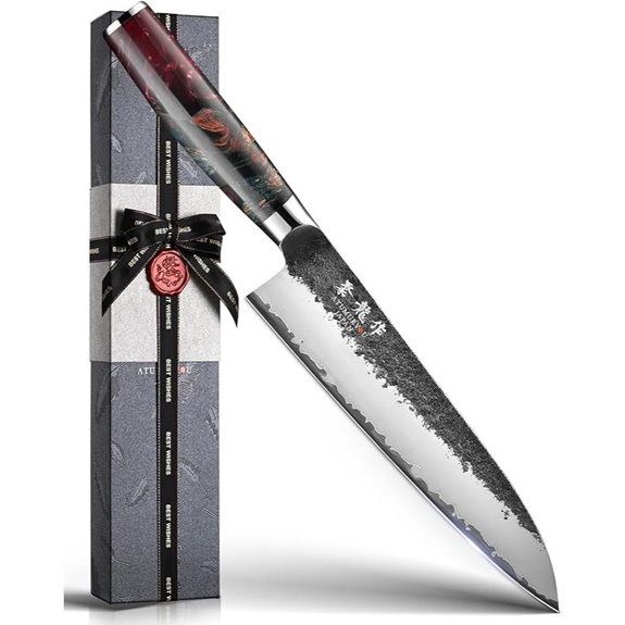 Japanese 8-Inch VG10 Chef Knife with Red Handle