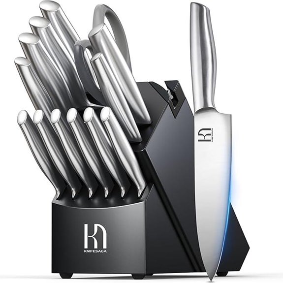 Premium Japanese 14-Piece Knife Set with Sharpener
