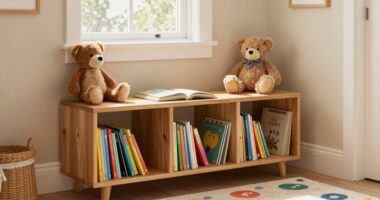 calm familiar kids bookshelf