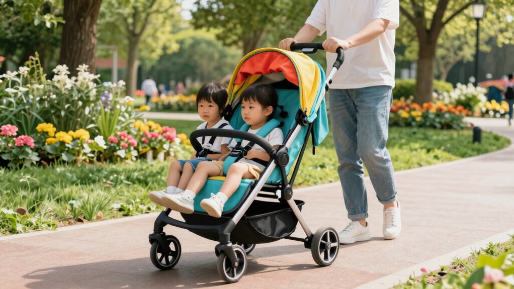 co parenting routines stroller wagon
