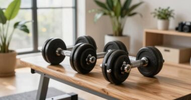 space saving adjustable dumbbells